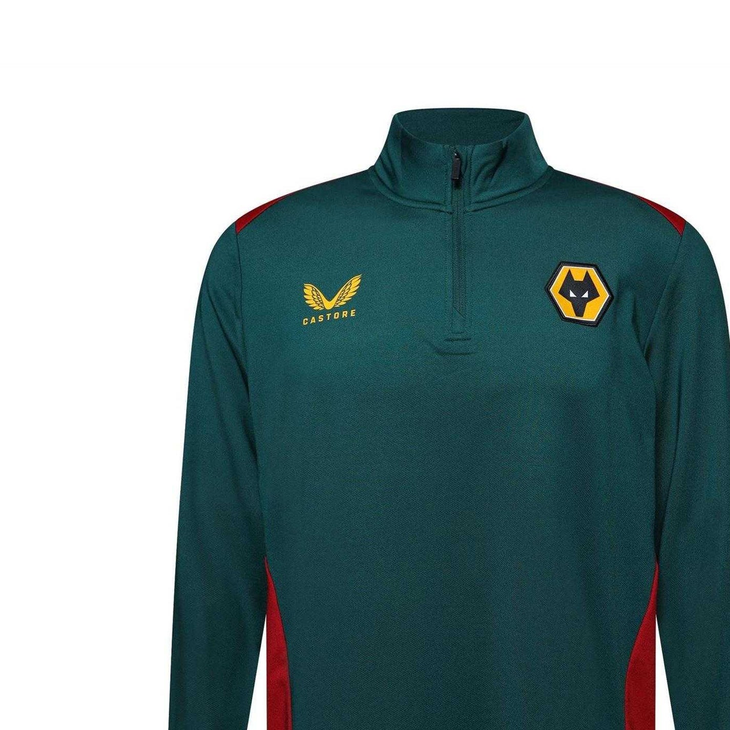 Red - Side - Castore Mens Wolverhampton Wanderers FC Quarter Zip Training Track Top