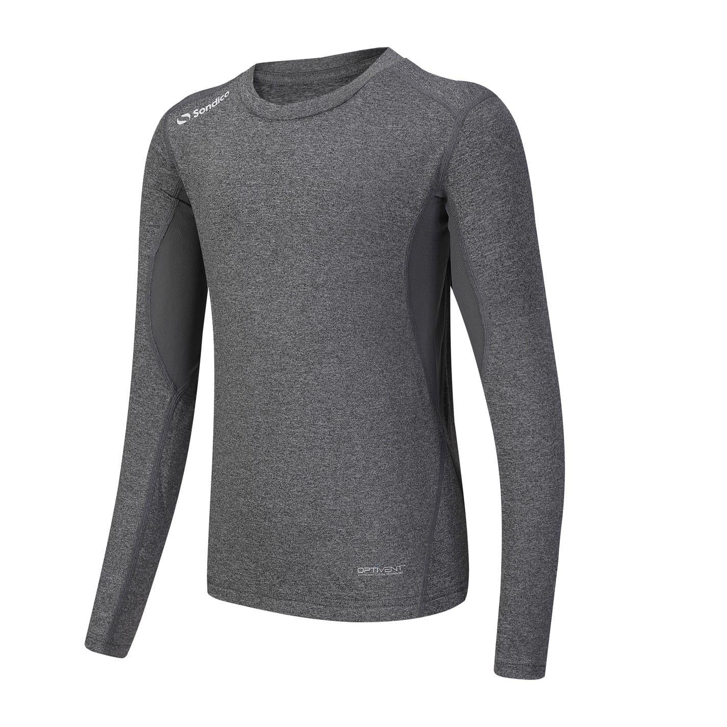 Grey Marl - Side - Sondico Childrens-Kids Core Breathable Long-Sleeved Base Layer Top