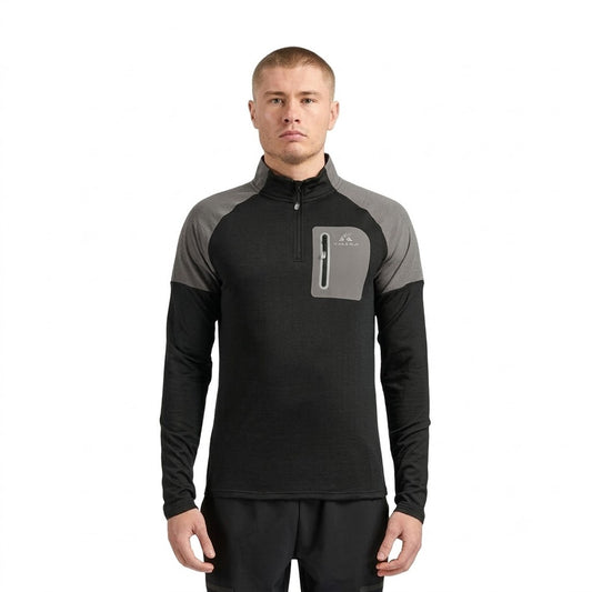 Black-Grey Melange - Front - ALTRYN Mens Anderson Base Layer Top