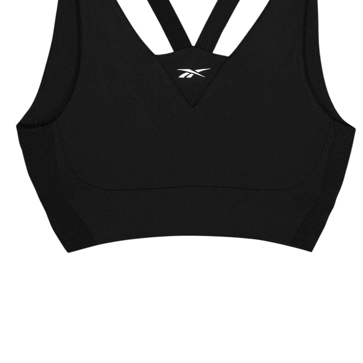 Black - Side - Reebok Womens-Ladies V Neck Sports Bra