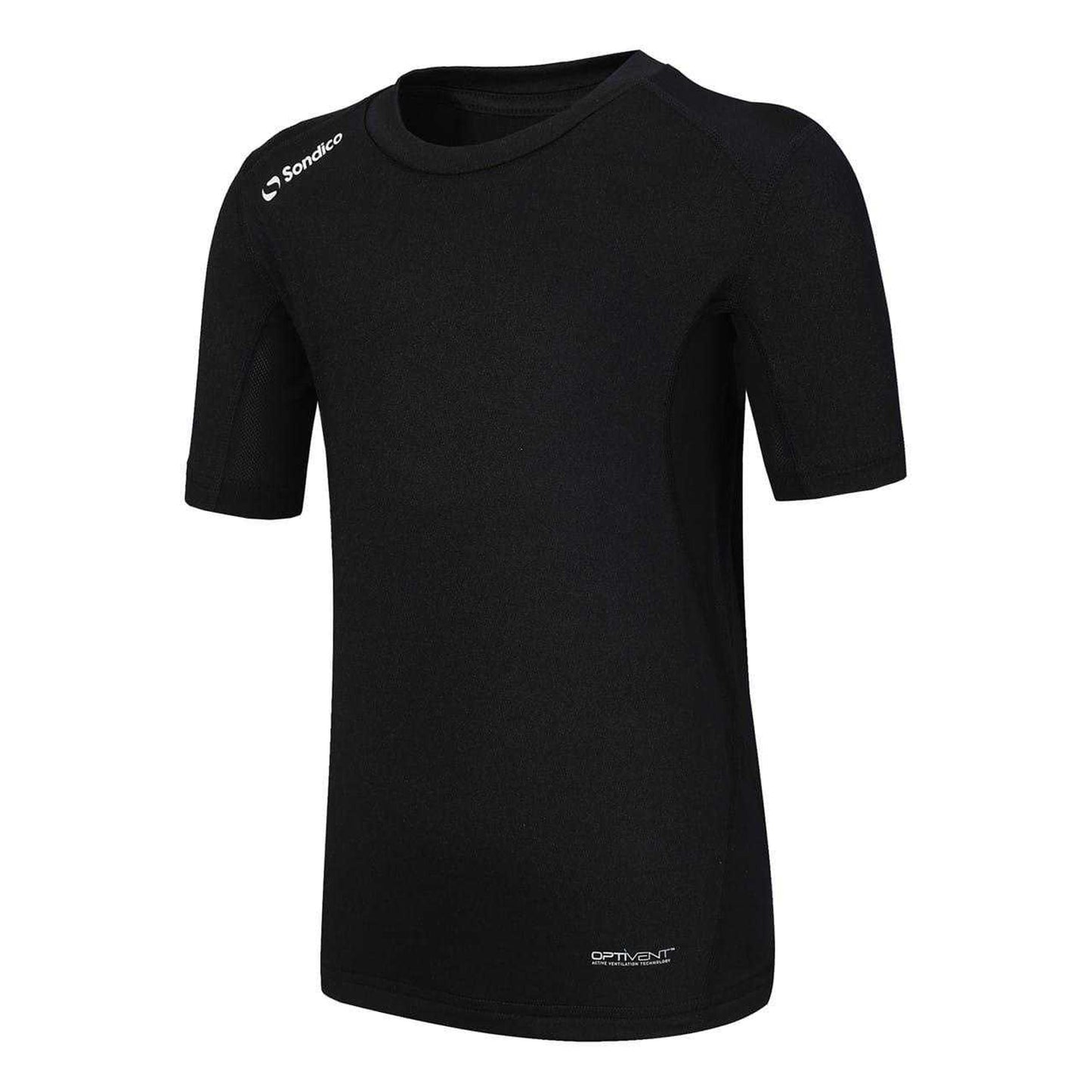 Black - Side - Sondico Childrens-Kids Base Layer Top
