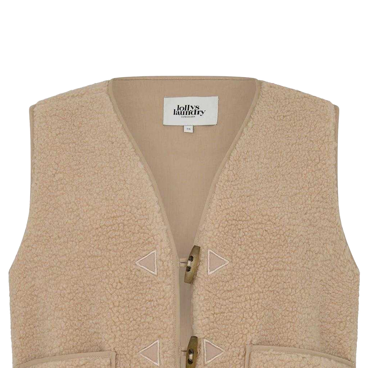 Beige - Side - Lollys Laundry Womens-Ladies Hugo Patterned Fleece Waistcoat