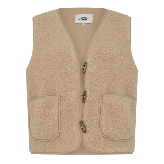 Beige - Front - Lollys Laundry Womens-Ladies Hugo Patterned Fleece Waistcoat