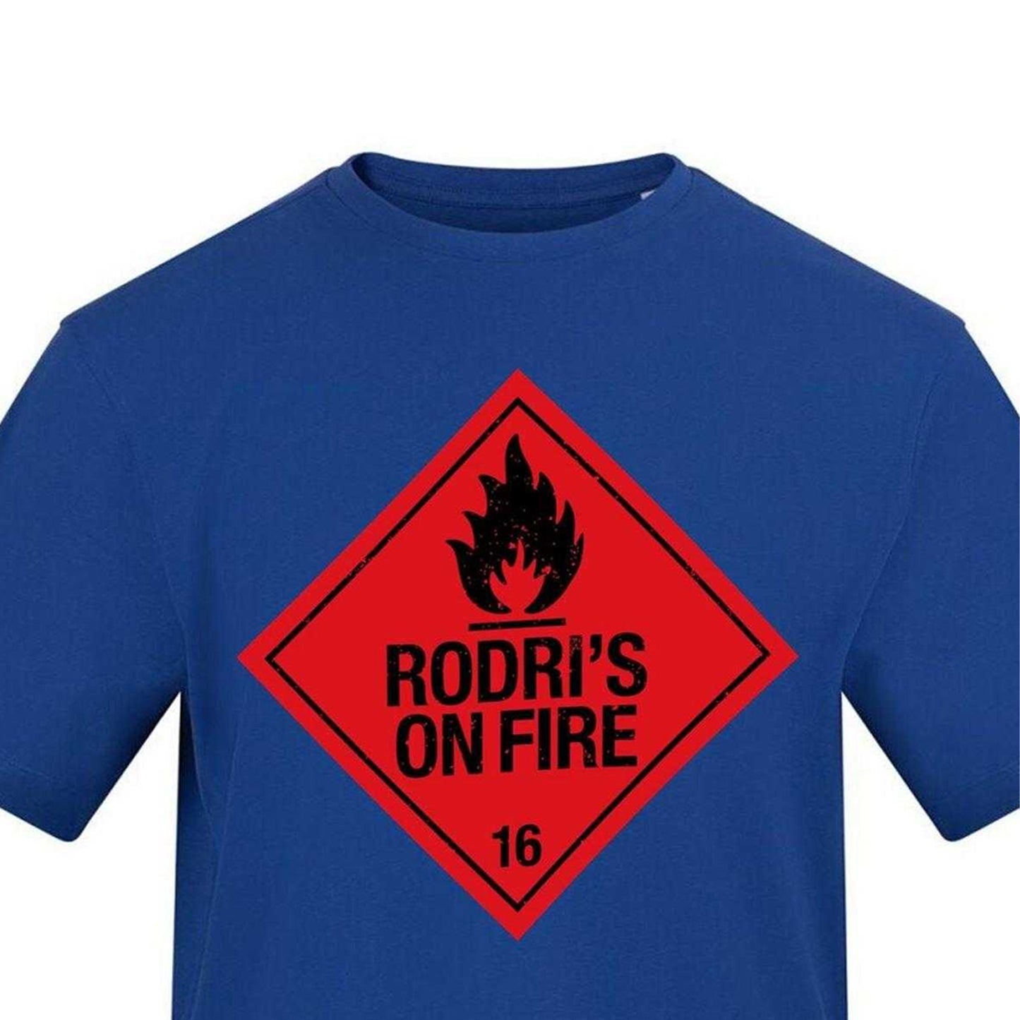Blue - Side - AWD Unisex Adult Rodri Flame T-Shirt