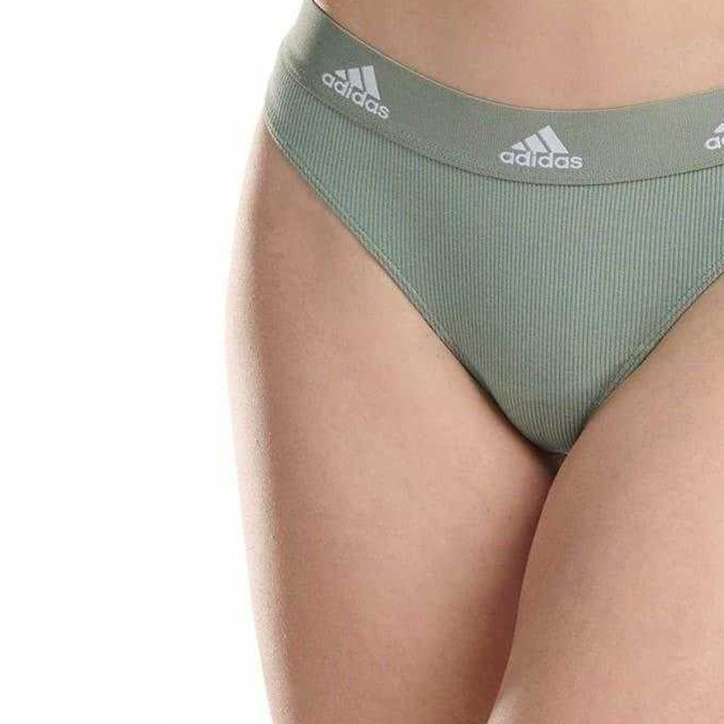 Olive Green - Side - Adidas Womens-Ladies Ribbed Thong