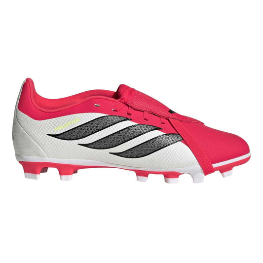 Red-White - Front - Adidas Childrens-Kids Predator Fold Over Folded Tongue Firm Ground Football Boots