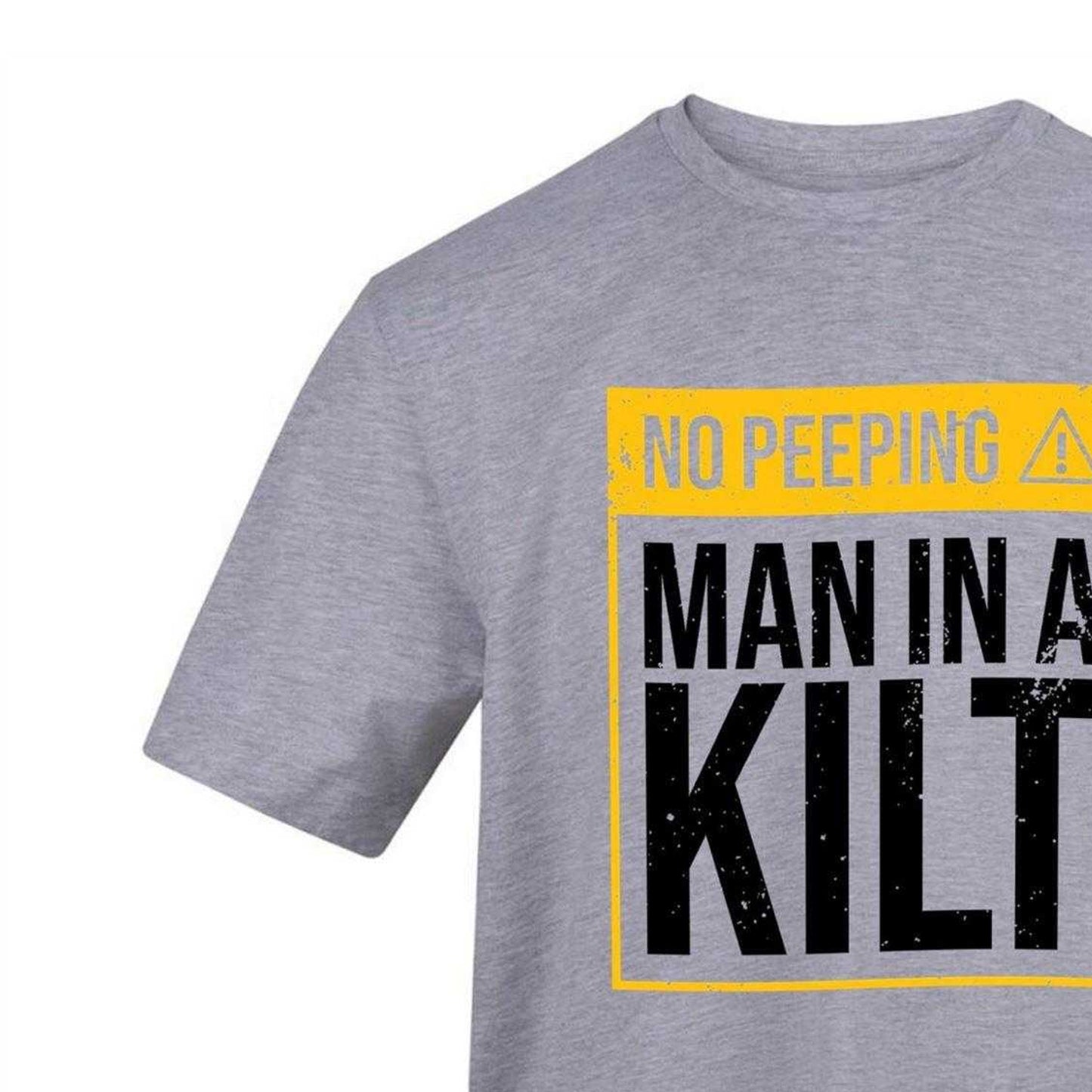Grey - Side - AWD Unisex Adult NO PEEPING - MAN IN A KILT T-Shirt