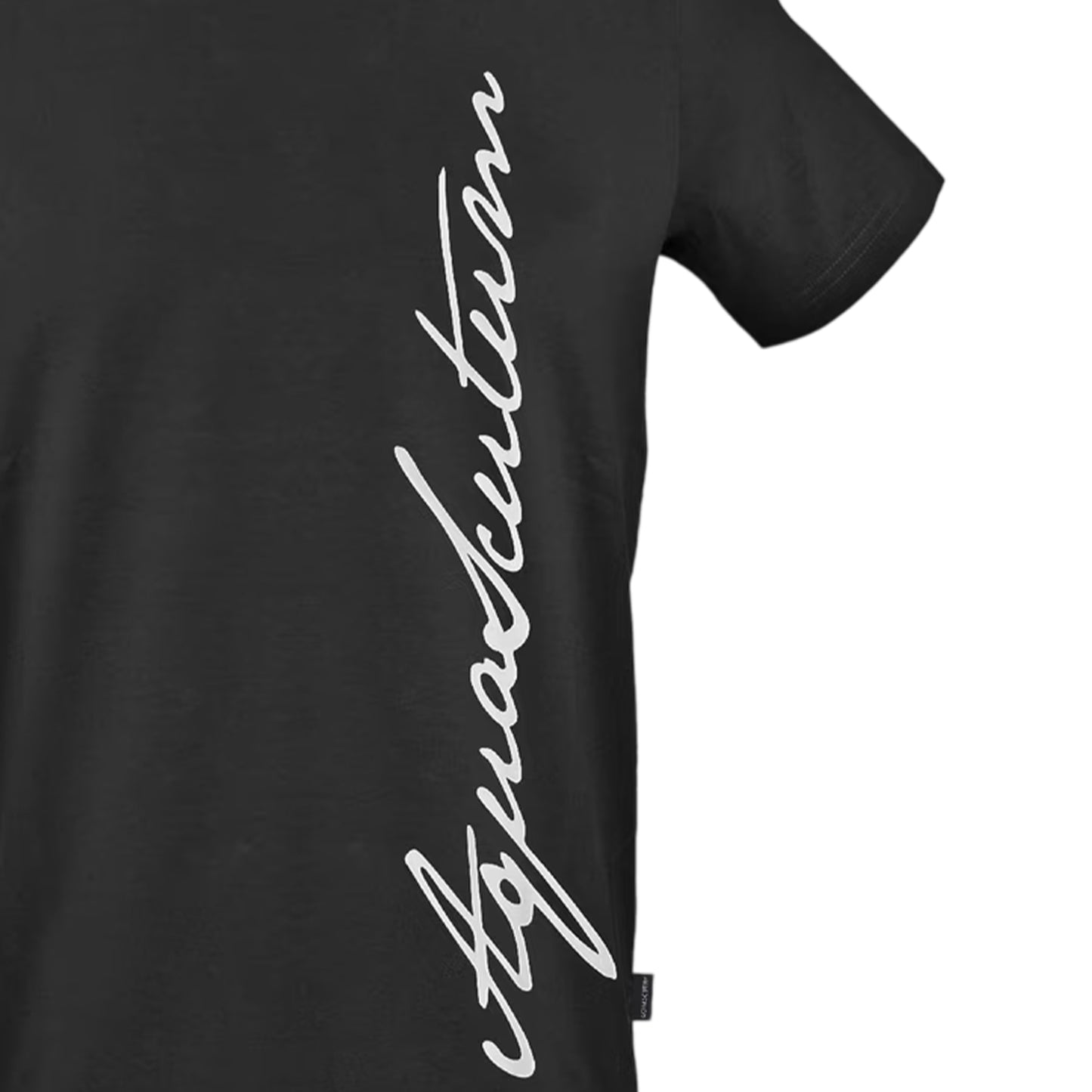 Black - Side - Aquascutum Mens Script Logo T-Shirt