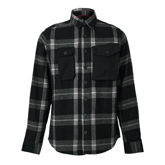 Dark Charcoal - Front - Luke Mens Johnny Plaid Chest Pocket Overshirt