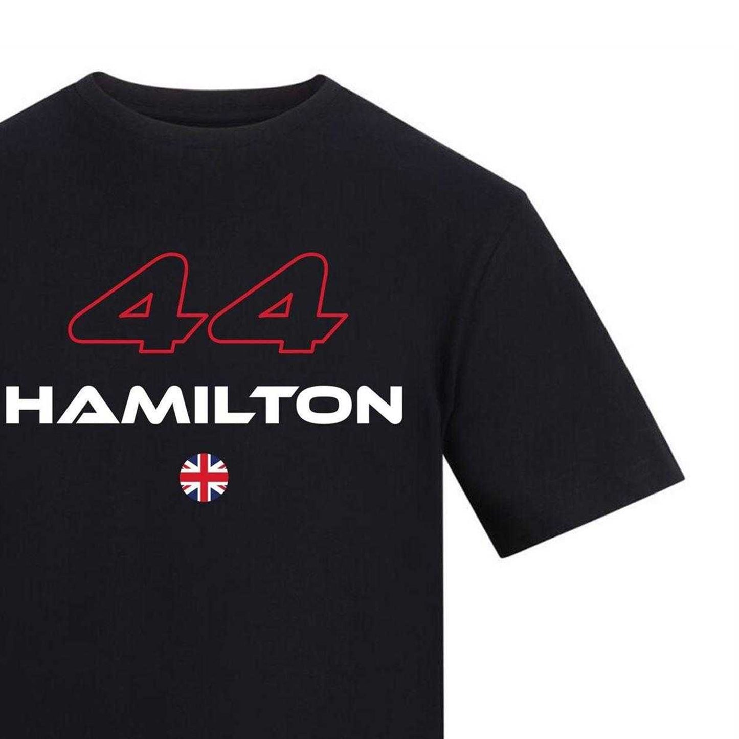 Black - Side - AWD Unisex Adult Hamilton Formula 1 Cotton T-Shirt
