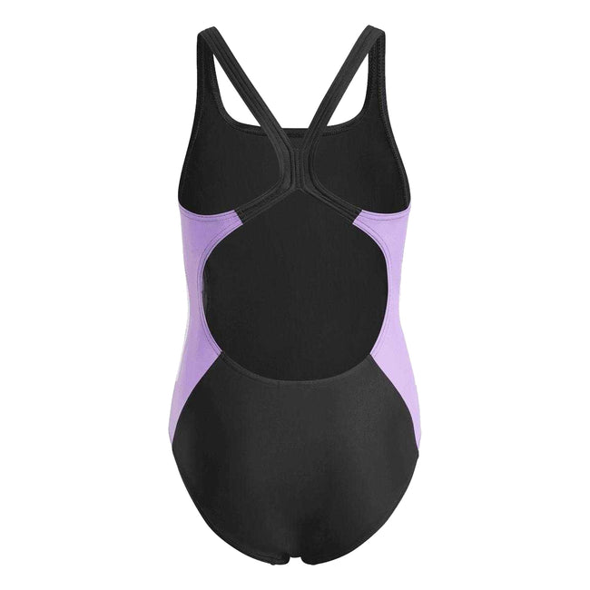 Black - Back - Adidas Girls 3 Stripes One Piece Swimsuit