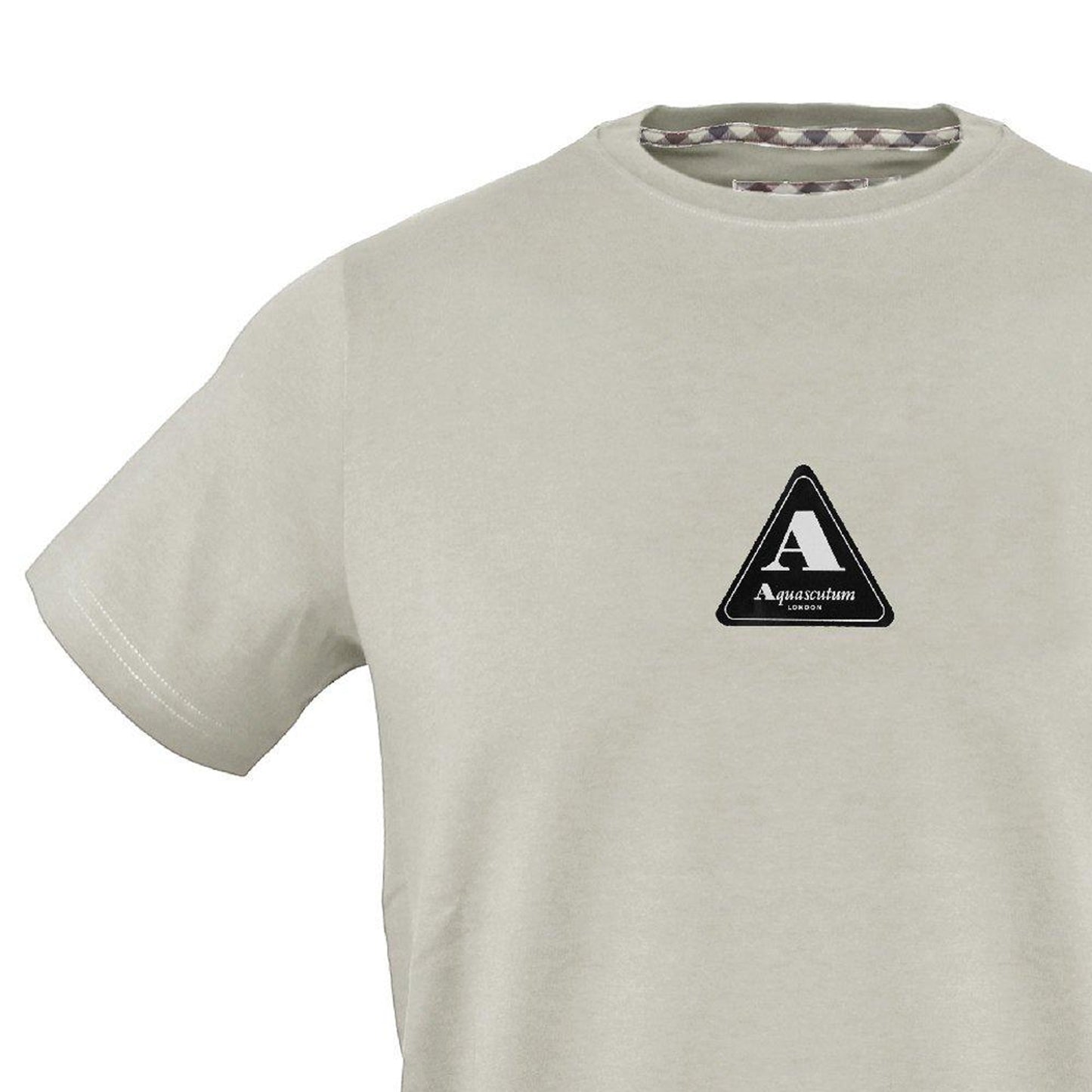 Grey - Side - Aquascutum Mens Triangle Cotton Logo T-Shirt