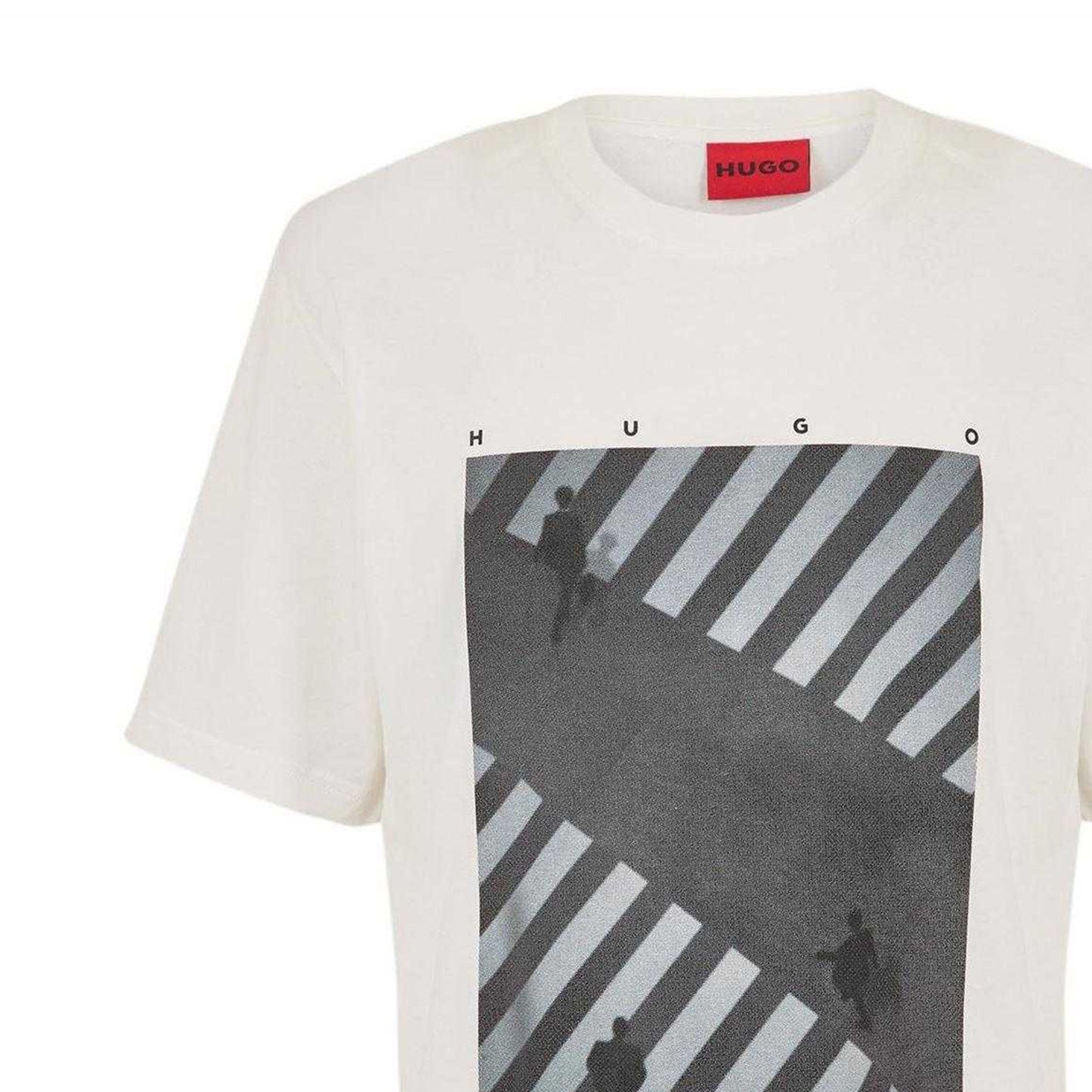 White - Side - Hugo Mens Road Cotton Logo T-Shirt