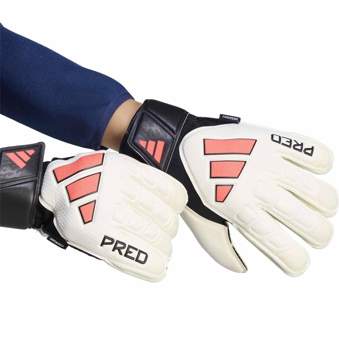 White-Black - Pack Shot - Adidas Unisex Adult Predator Match Fingersave Goalkeeper Gloves