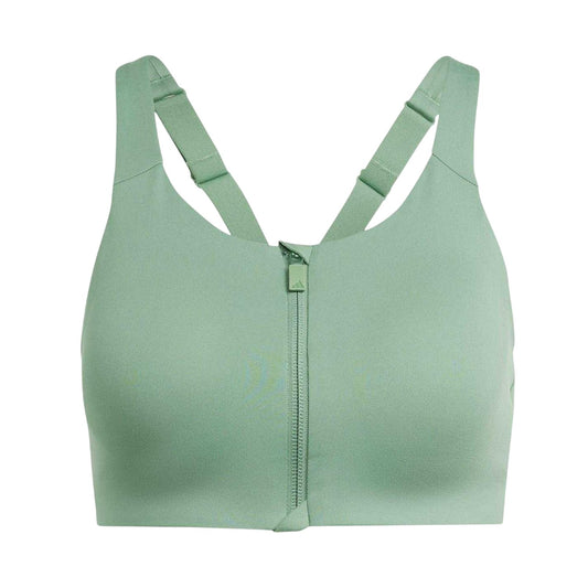Green - Front - Adidas Womens-Ladies Luxe Scoop Neck Sports Bra