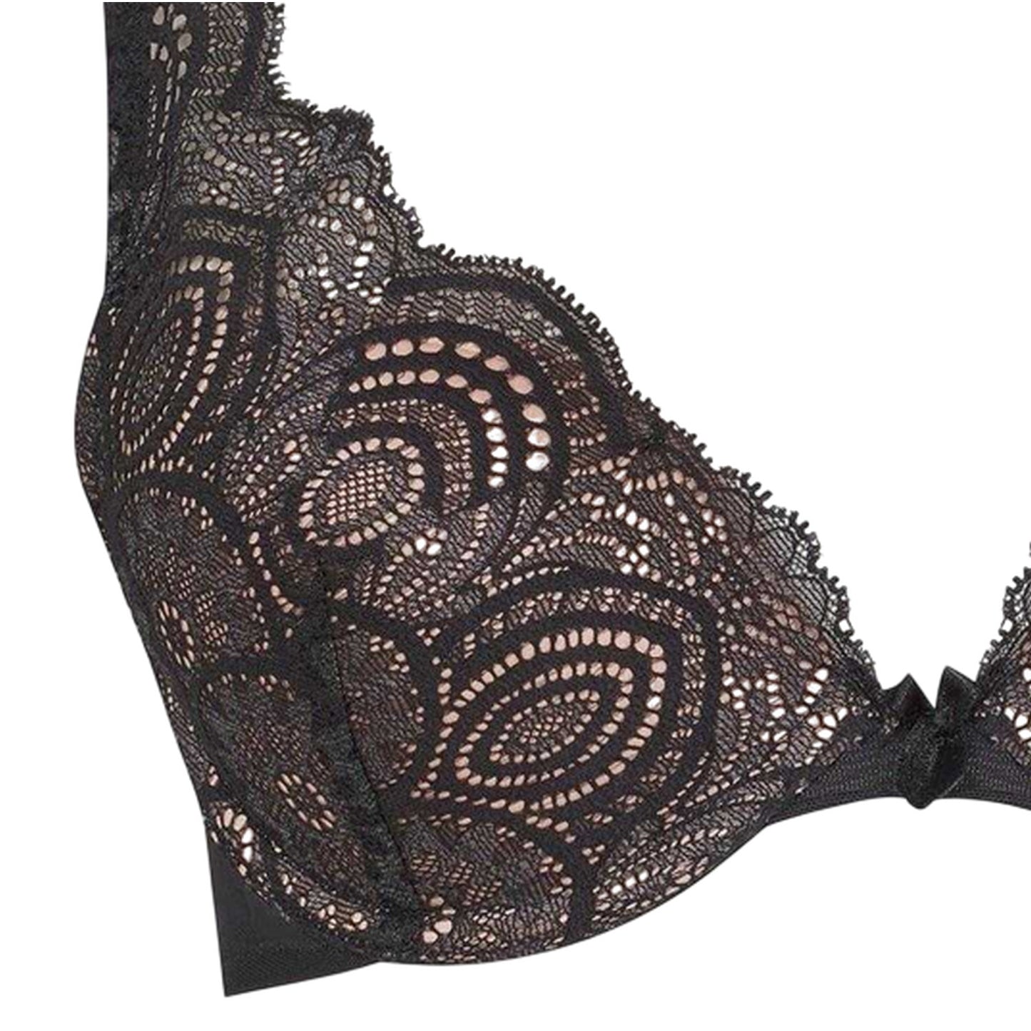 Black - Side - Wonderbra Womens-Ladies Floral Lace Bra