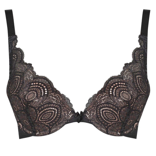 Black - Front - Wonderbra Womens-Ladies Floral Lace Bra