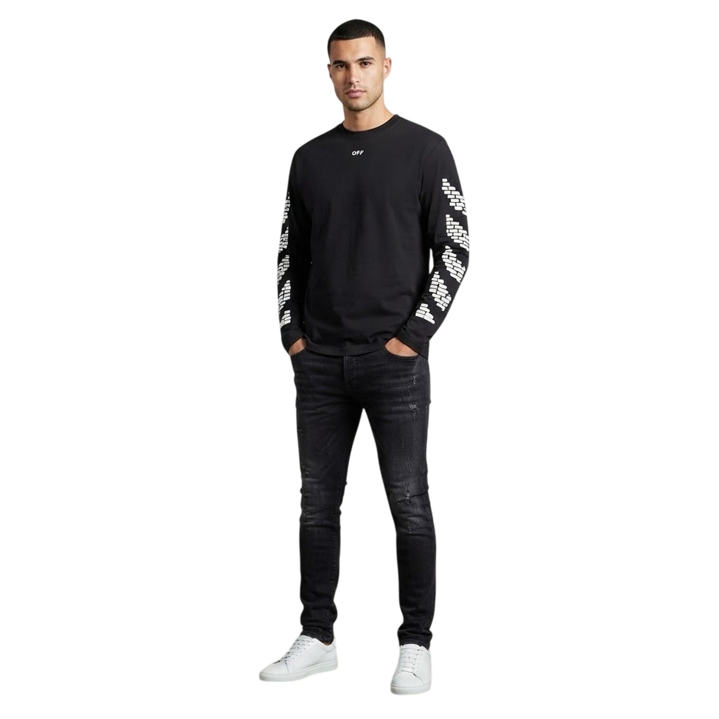 Black - Lifestyle - Off White Mens Brick Relaxed Fit Long-Sleeved T-Shirt