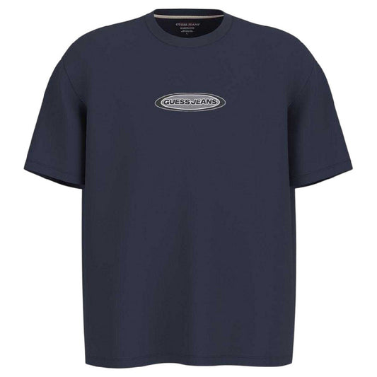 Ocean Blue - Front - Guess Mens Oval Logo T-Shirt