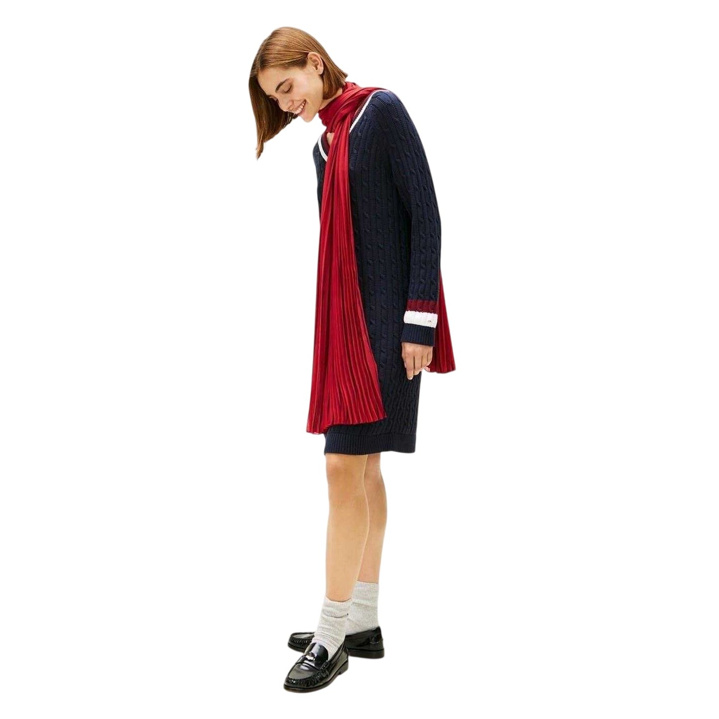 Soft Cream-Red - Side - Tommy Hilfiger Scarf