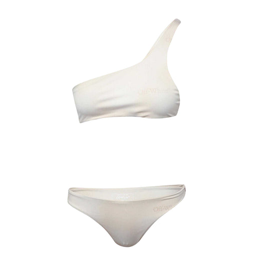 Beige-White - Front - Off White Womens-Ladies Two-Piece Swimsuit