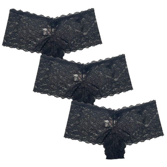 Black - Front - Be You Womens-Ladies Lace Briefs (Pack of 3)
