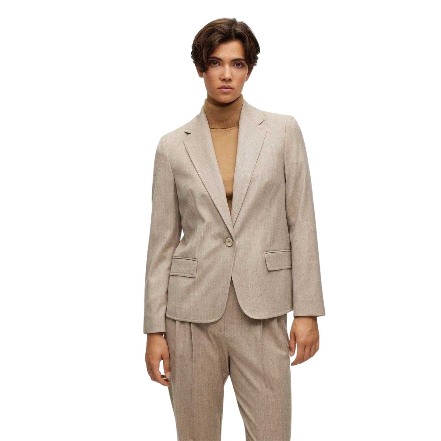 White - Lifestyle - Boss Womens-Ladies Notch Neck Suit Jacket