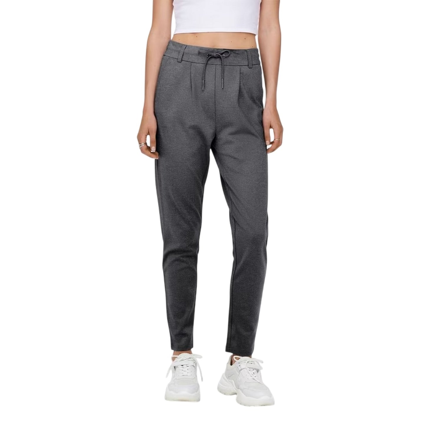 Dark Grey Melange - Side - Only Womens-Ladies Plain Slim Trousers