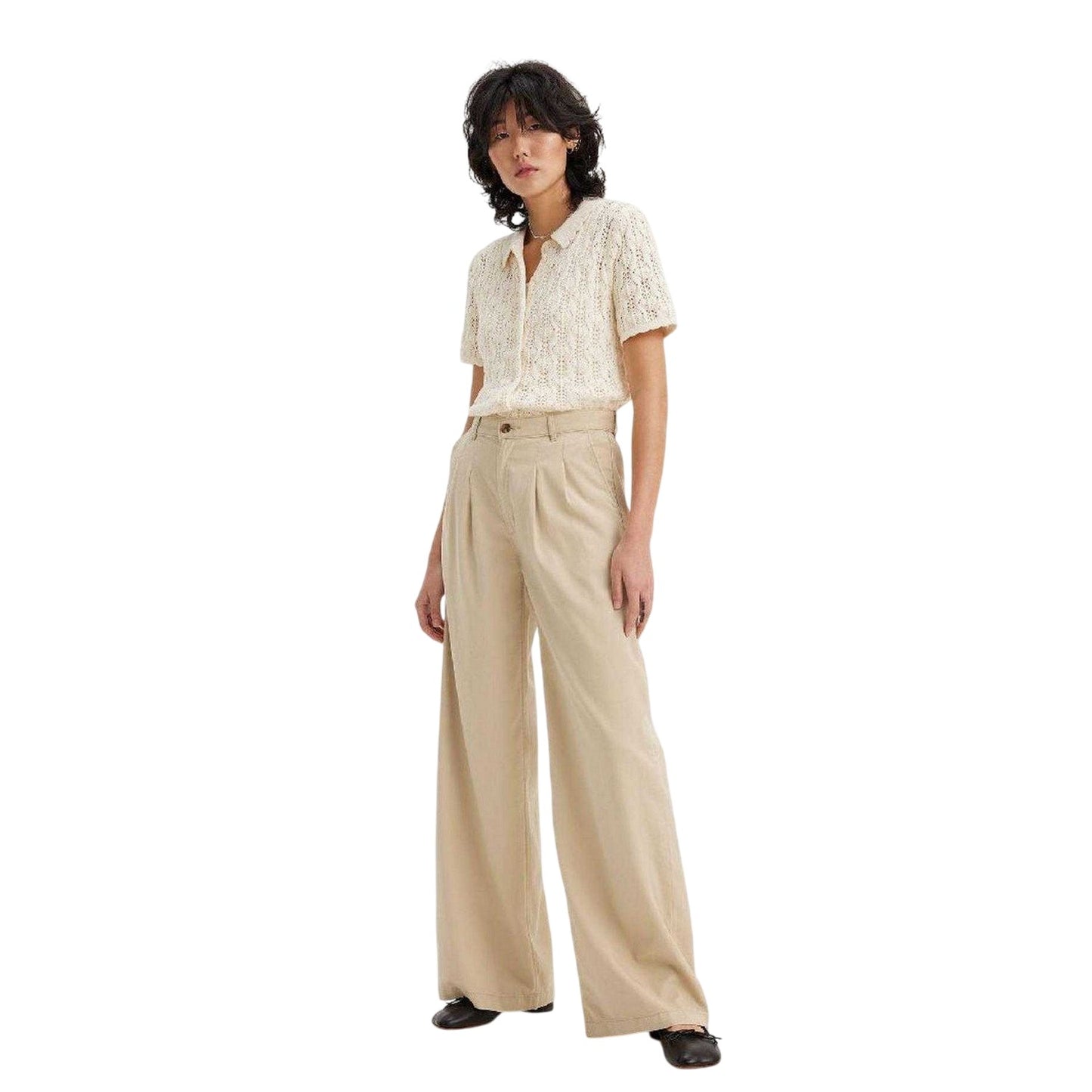 Safari - Side - Levis Womens-Ladies Safari Pleated Wide Leg Trousers