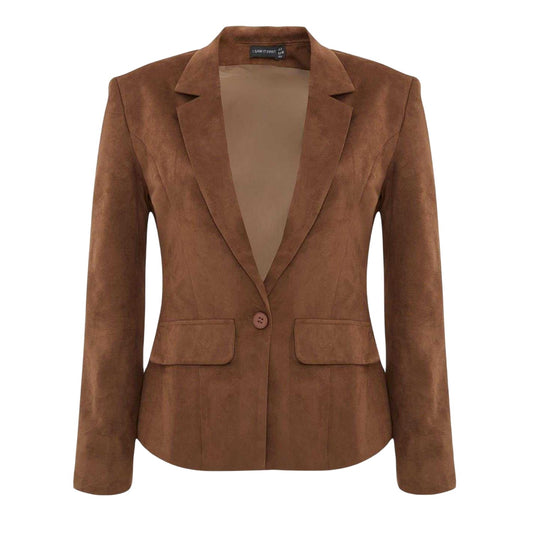 Tan - Front - I Saw It First Womens-Ladies Cinched Waist Tailored Blazer
