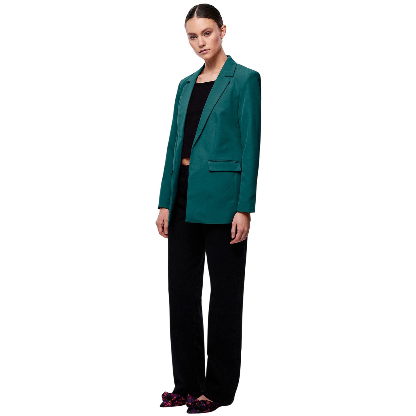 Trek Green - Side - Pieces Womens-Ladies Lapel Collar Regular Blazer