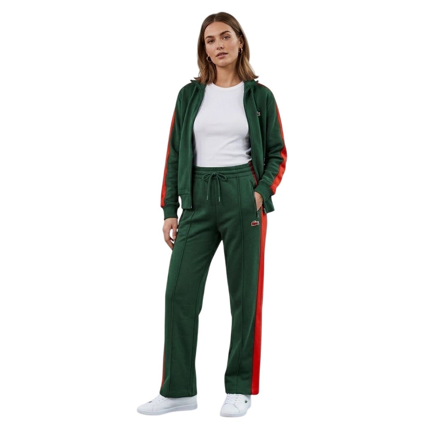Sequoia Red-Sunrise Orange - Side - Lacoste Womens-Ladies Tracksuit Bottoms