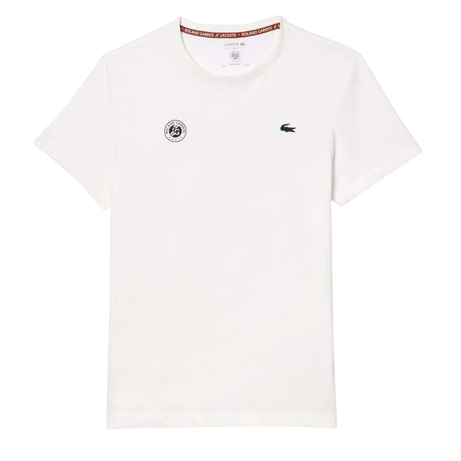 White - Front - Lacoste Mens Roland-Garros Ultra Dry Tennis T-Shirt