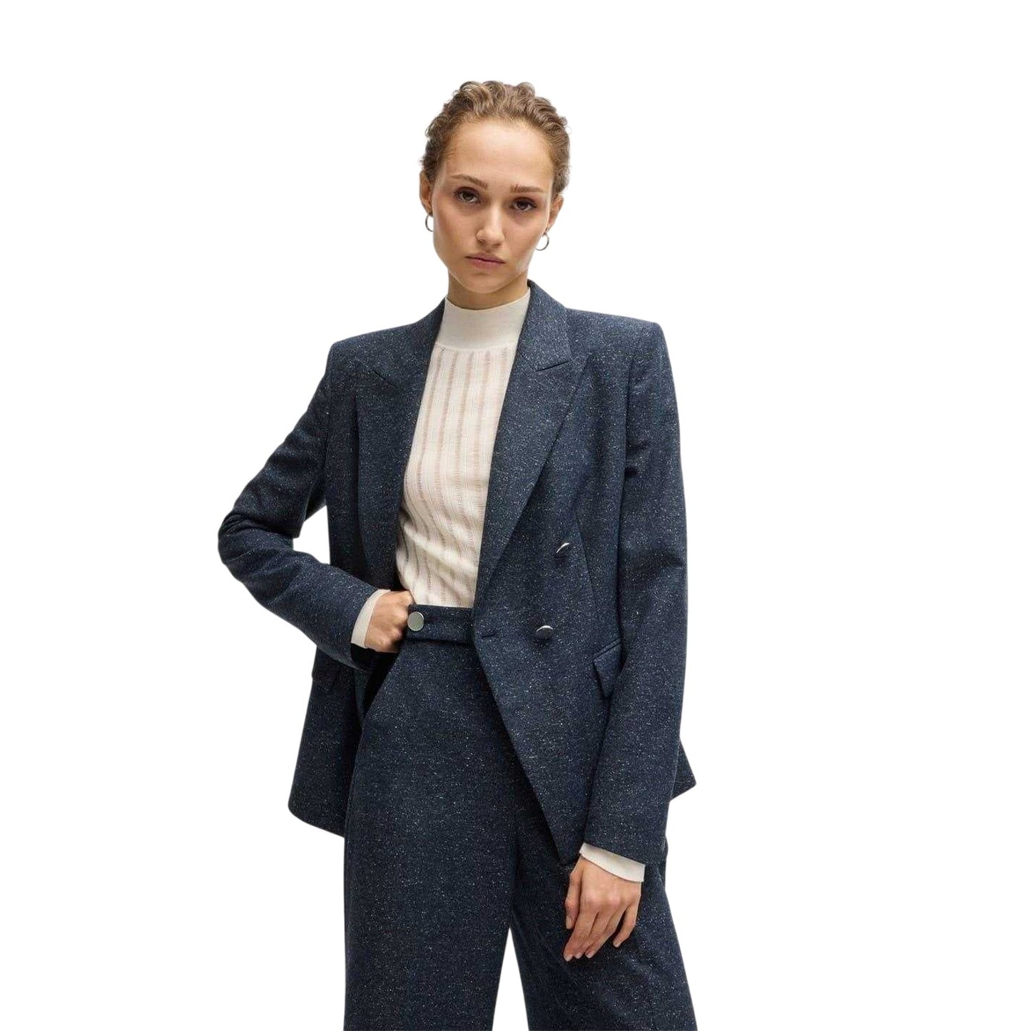 Dark Blue - Lifestyle - Boss Womens-Ladies Flecked Regular Blazer