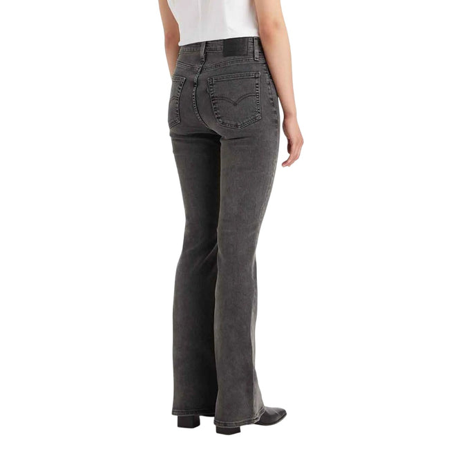 Black - Back - Levis Womens-Ladies 726 Leather Patch High Rise Jeans