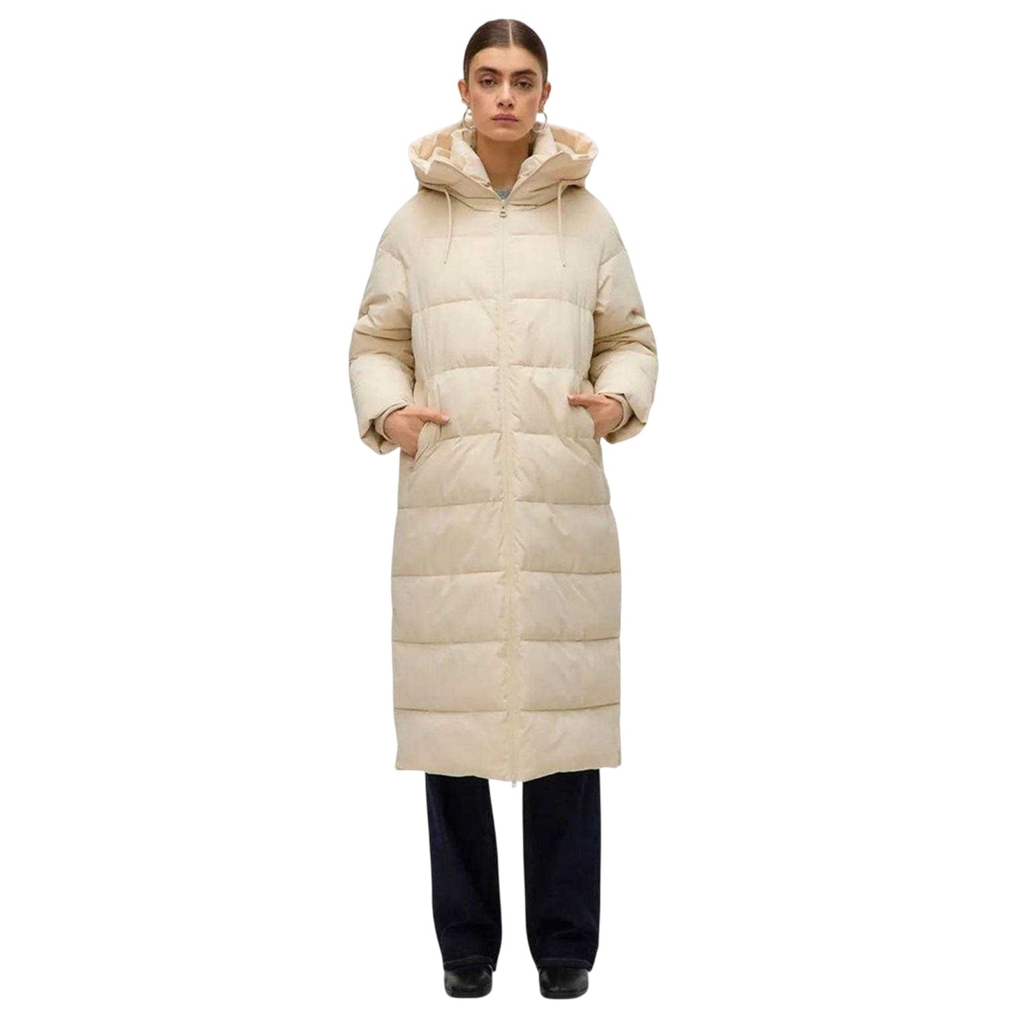 Oatmeal - Lifestyle - Vero Moda Womens-Ladies Elanor Laurie Padded Long Coat