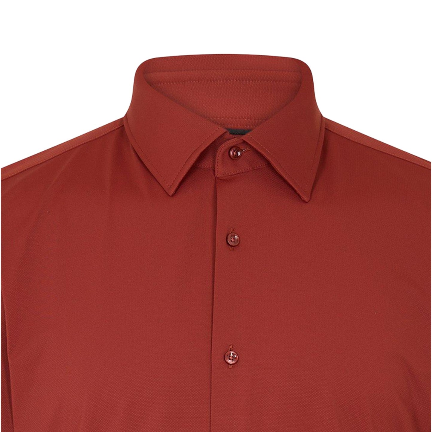 Brown - Side - Boss Mens P-Hank Oxford Kent Collar Long-Sleeved Shirt