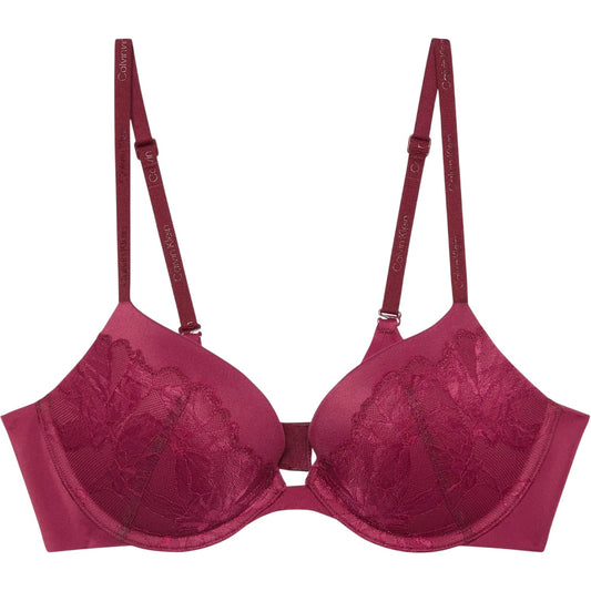 Pink - Front - Calvin Klein Womens-Ladies Floral Plunge Bra