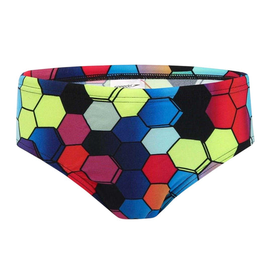 Multicoloured - Front - Speedo Mens Geometric Hexagon Full Coverage Swim Briefs
