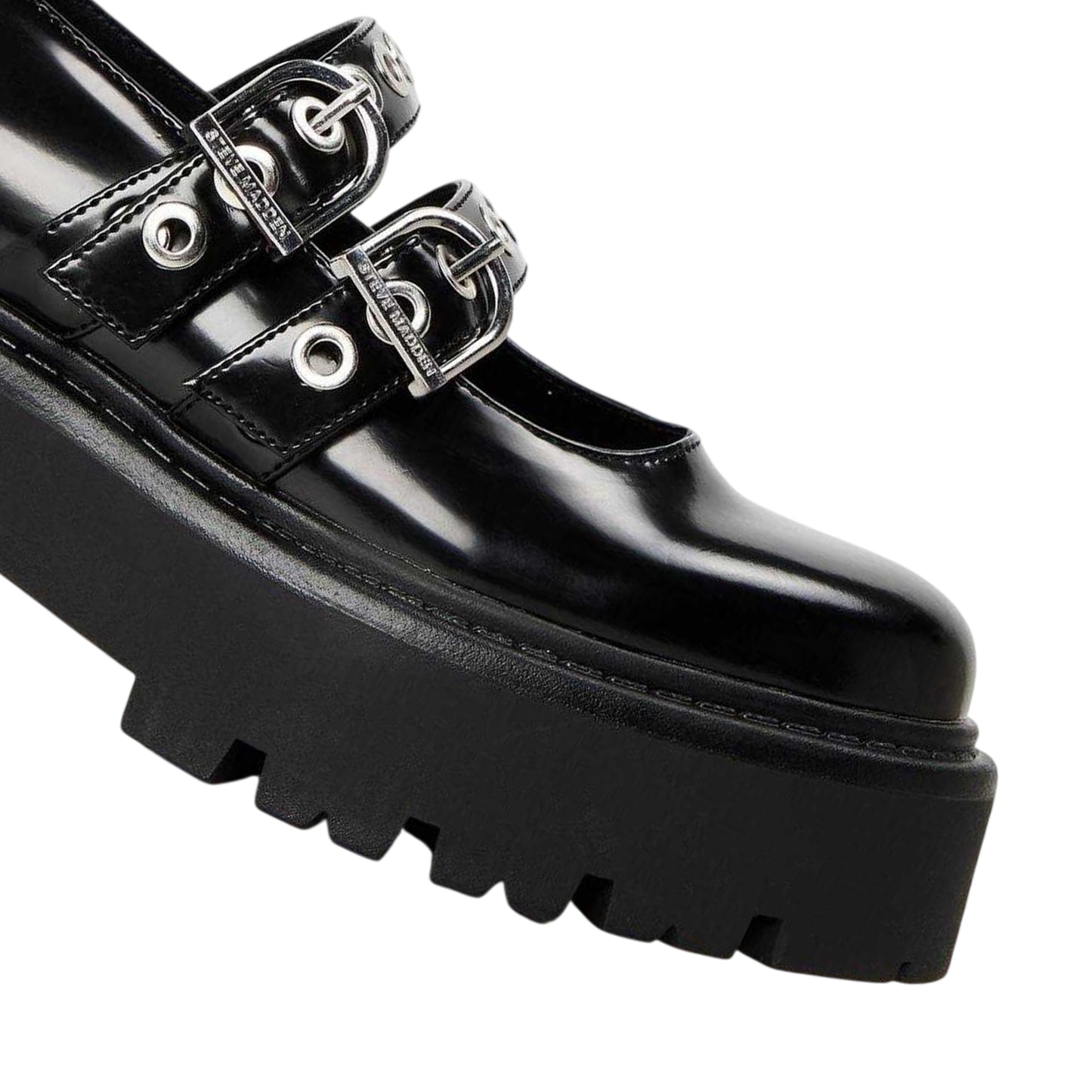 Black - Side - Steve Madden Womens-Ladies Overt Action Leather Mules