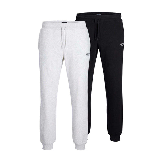 Black Melange - Front - Jack And Jones Mens Slim Joggers (Pack of 2)