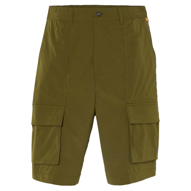 Olive - Front - Timberland Mens Leather Badge Water Repellent Cargo Shorts