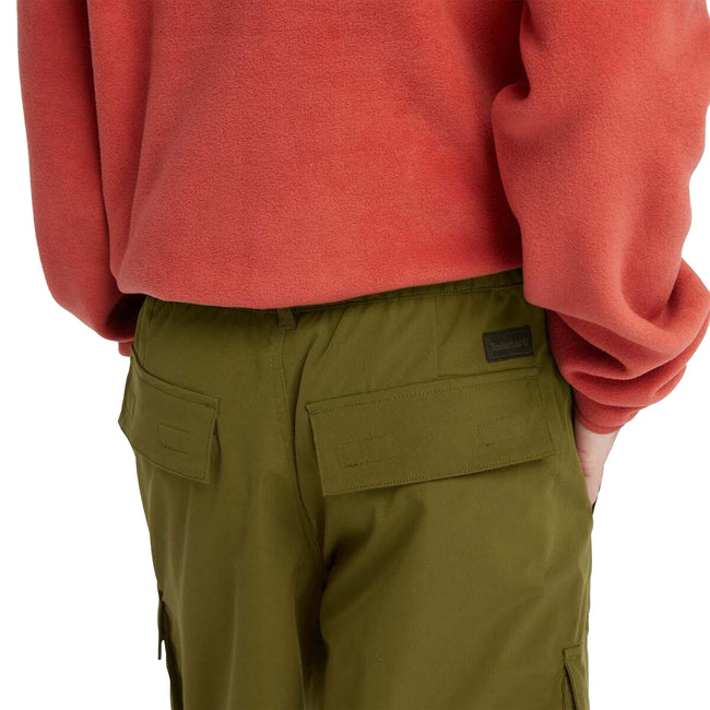 Olive - Lifestyle - Timberland Mens Leather Badge Water Repellent Cargo Shorts