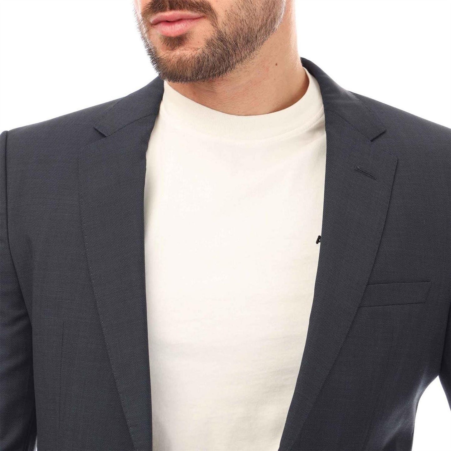 Dark Blue - Side - Hugo Mens Virgin Wool Regular Blazer