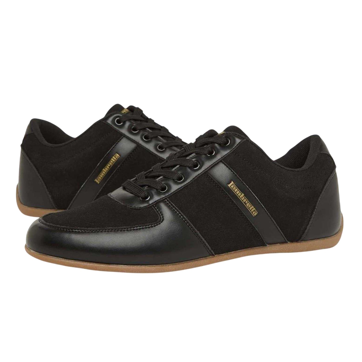 Black-Gum - Lifestyle - Lambretta Mens Euro Vertical Stripe Low Cut Flat Trainers