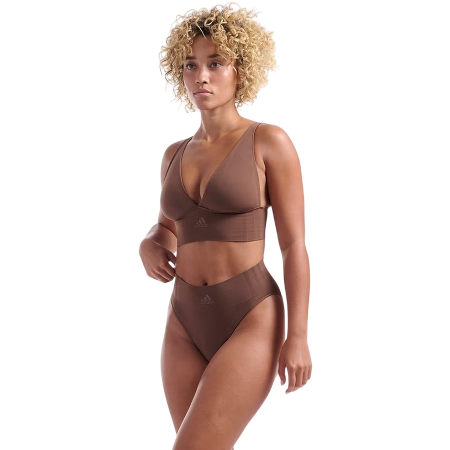 Toasted Pecan - Lifestyle - Adidas Womens-Ladies Stretch Seamless High Leg Briefs