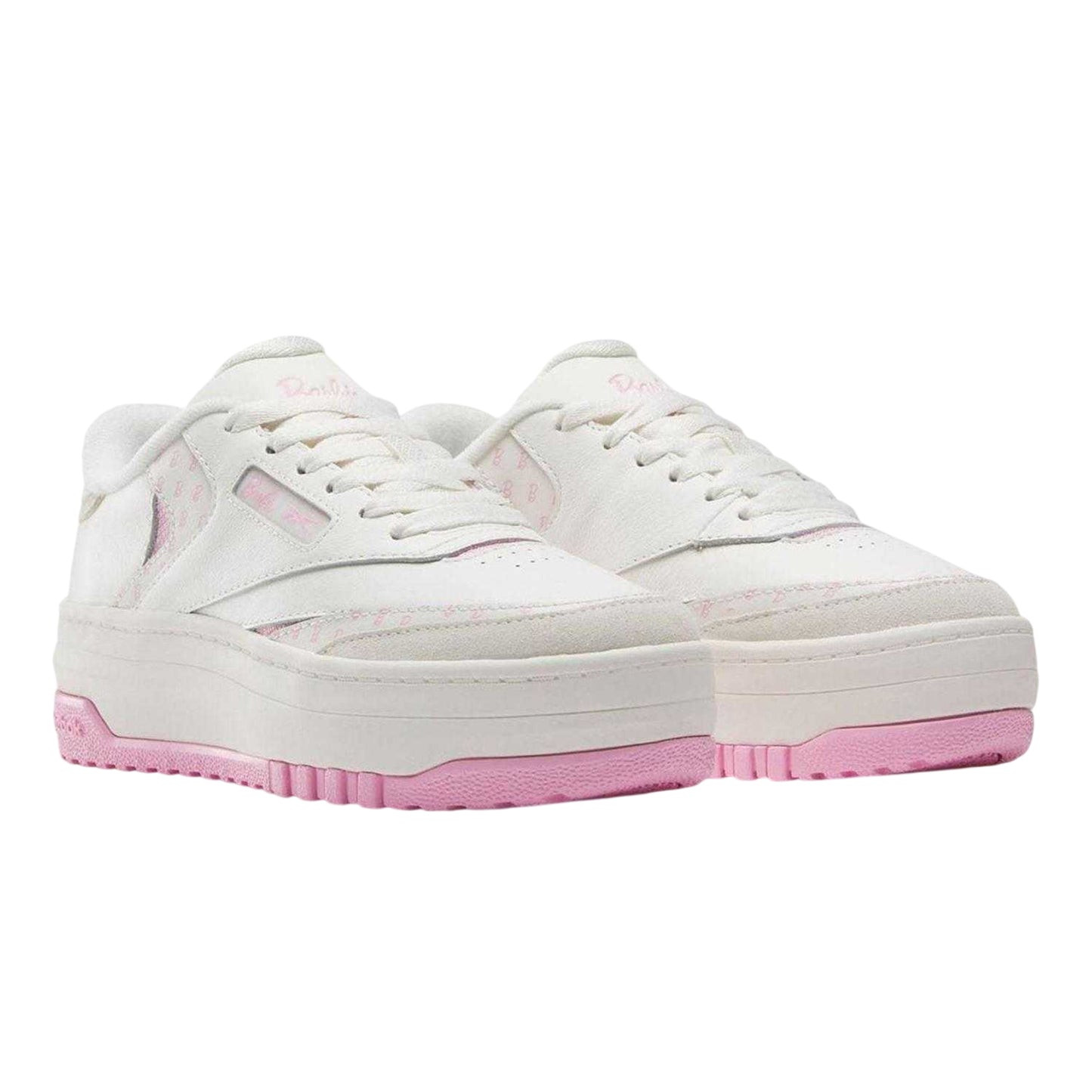 White-Pink - Lifestyle - Barbie Womens-Ladies Barbie Leather Platform Trainers