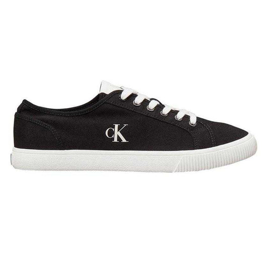 Black - Front - Calvin Klein Mens Essential Canvas Trainers