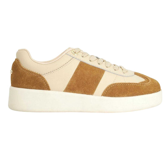 Brown - Front - Dune London Womens-Ladies Enticing Suede Platform Trainers