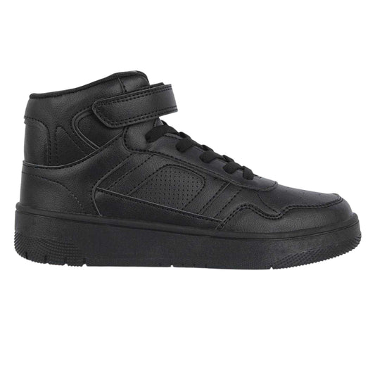 Black - Front - Fabric Childrens-Kids High Top Trainers